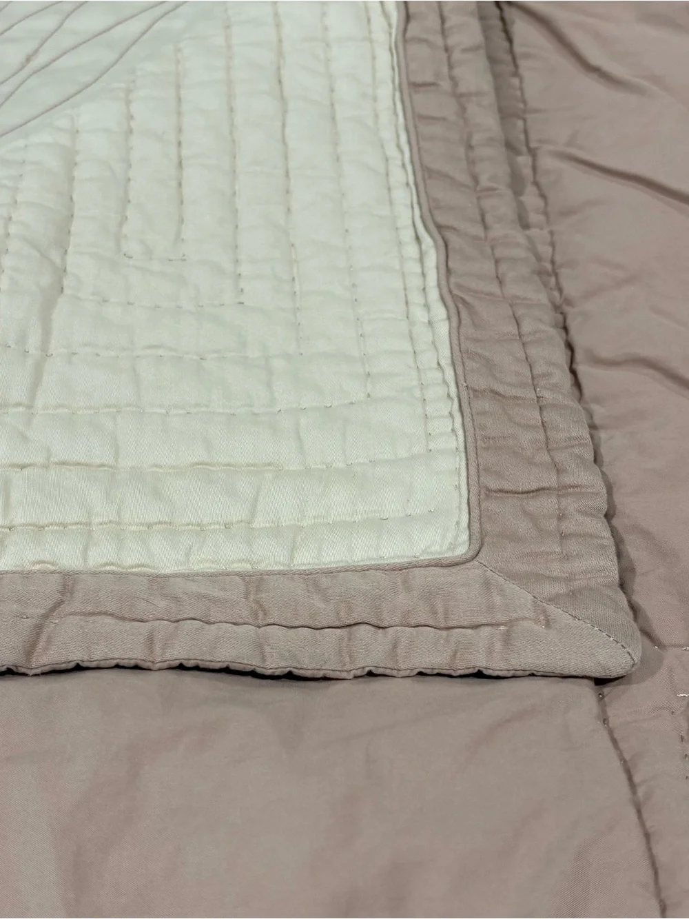 Vtg 90s Patchwork Appliqué Quilt King/CK Pick Stitch Comforter 112x95 Pink Brick